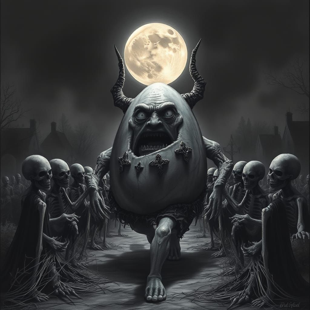 A hyperrealistic, high-detailed 3D render of an evil, demoni...