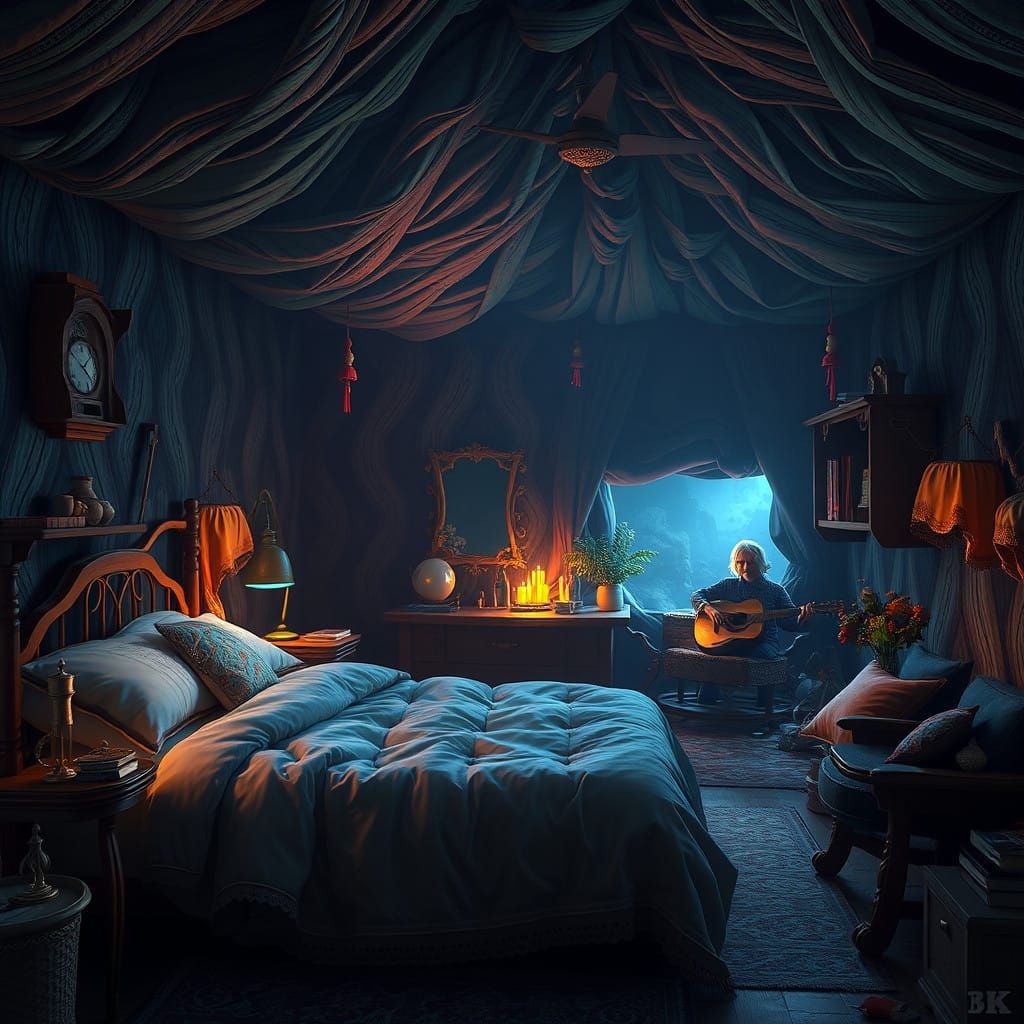 Ethereal Fantasy Inn in Deep, Vibrant Colors