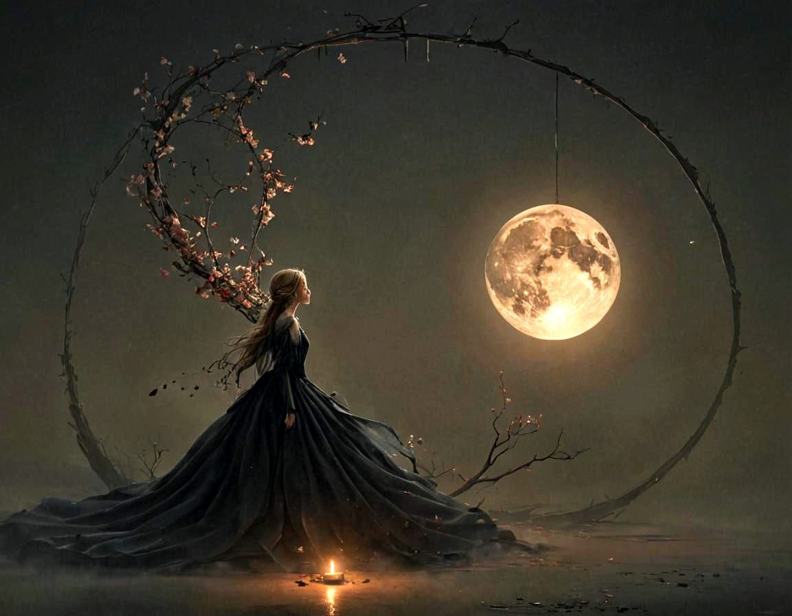 Mourful Fairy Tale Landscape in Dark Colors