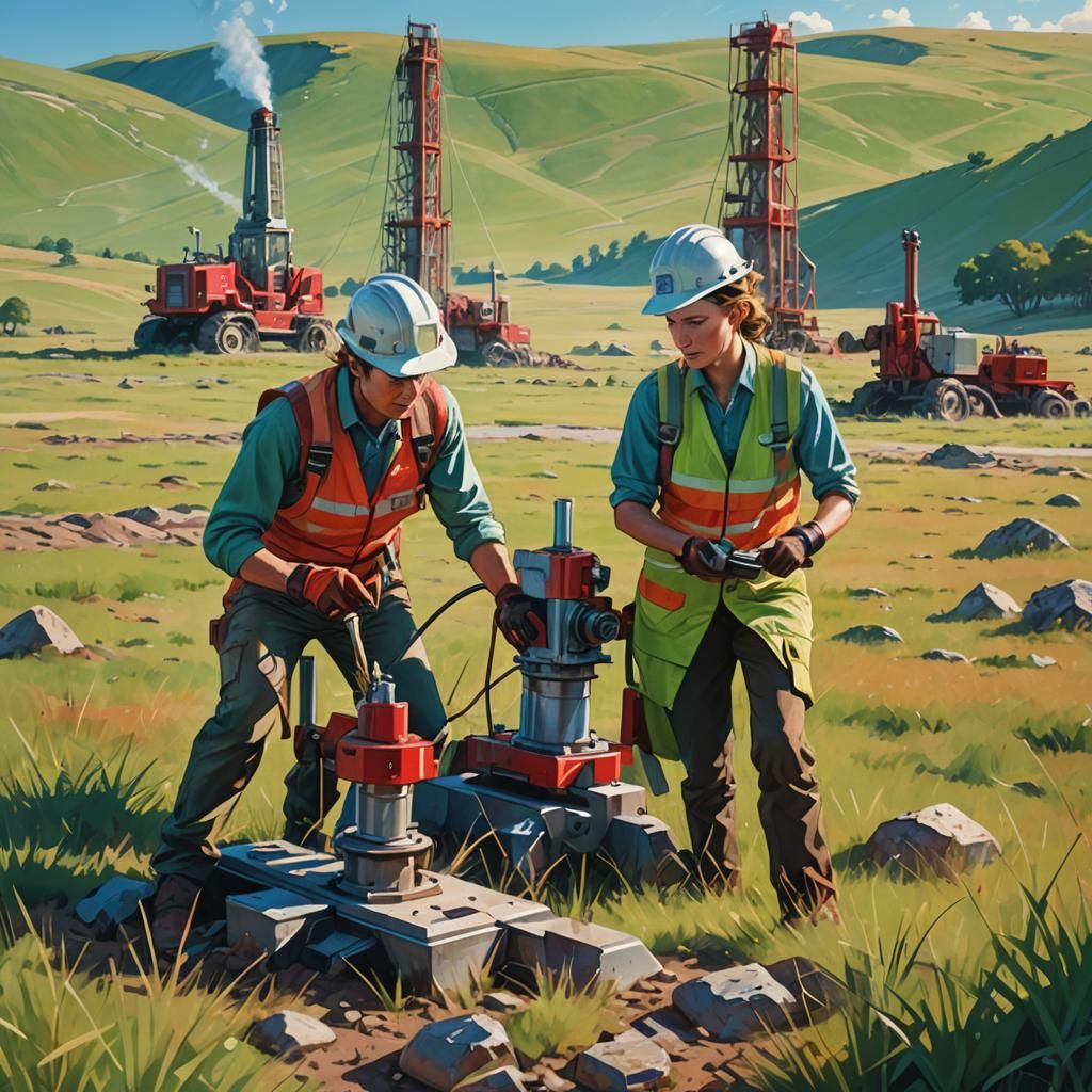 Geologists at Work: Concept Art in Golden Hour