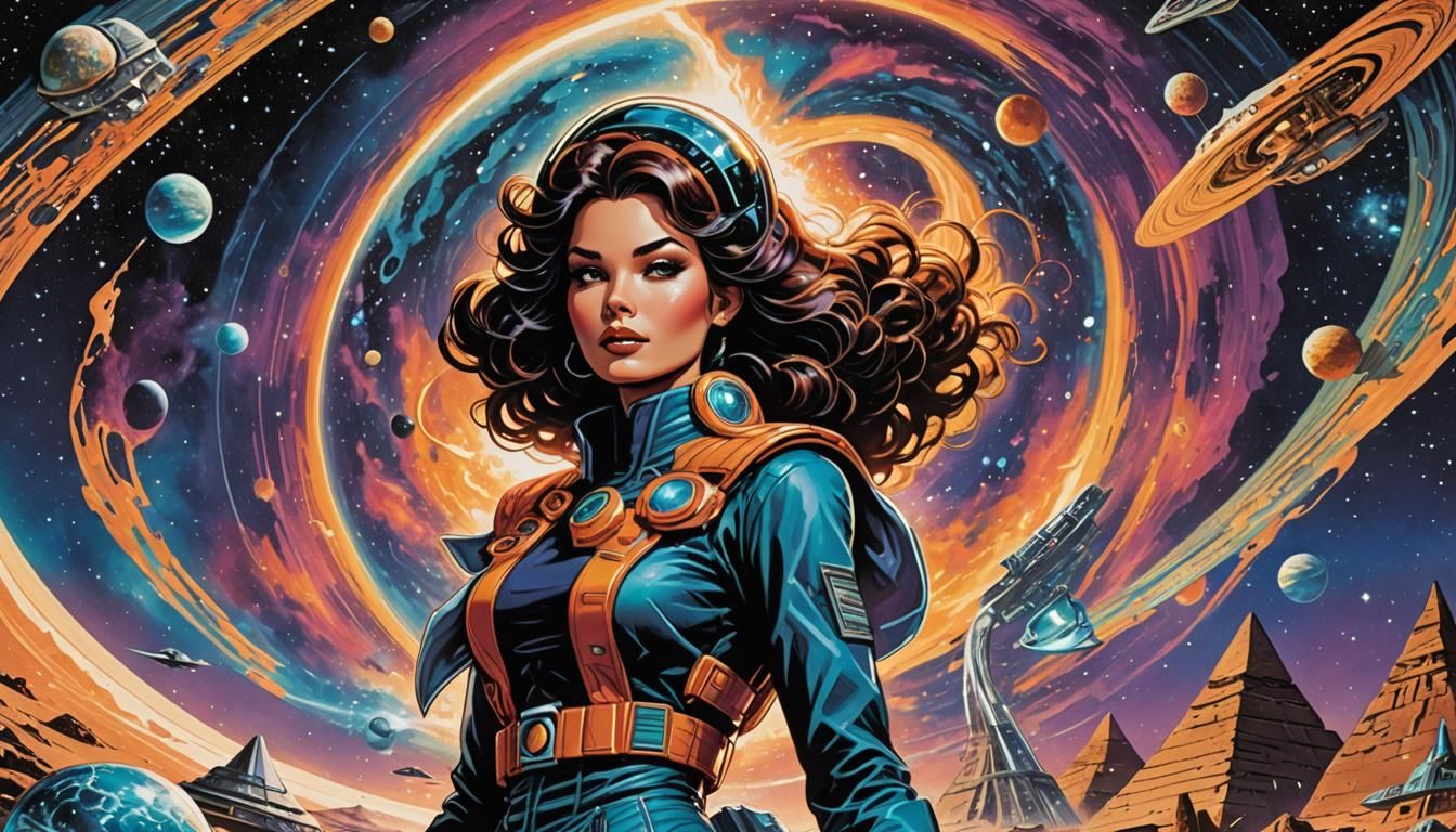 Retro-Futuristic Sci-Fi Cover Art in Comic Style