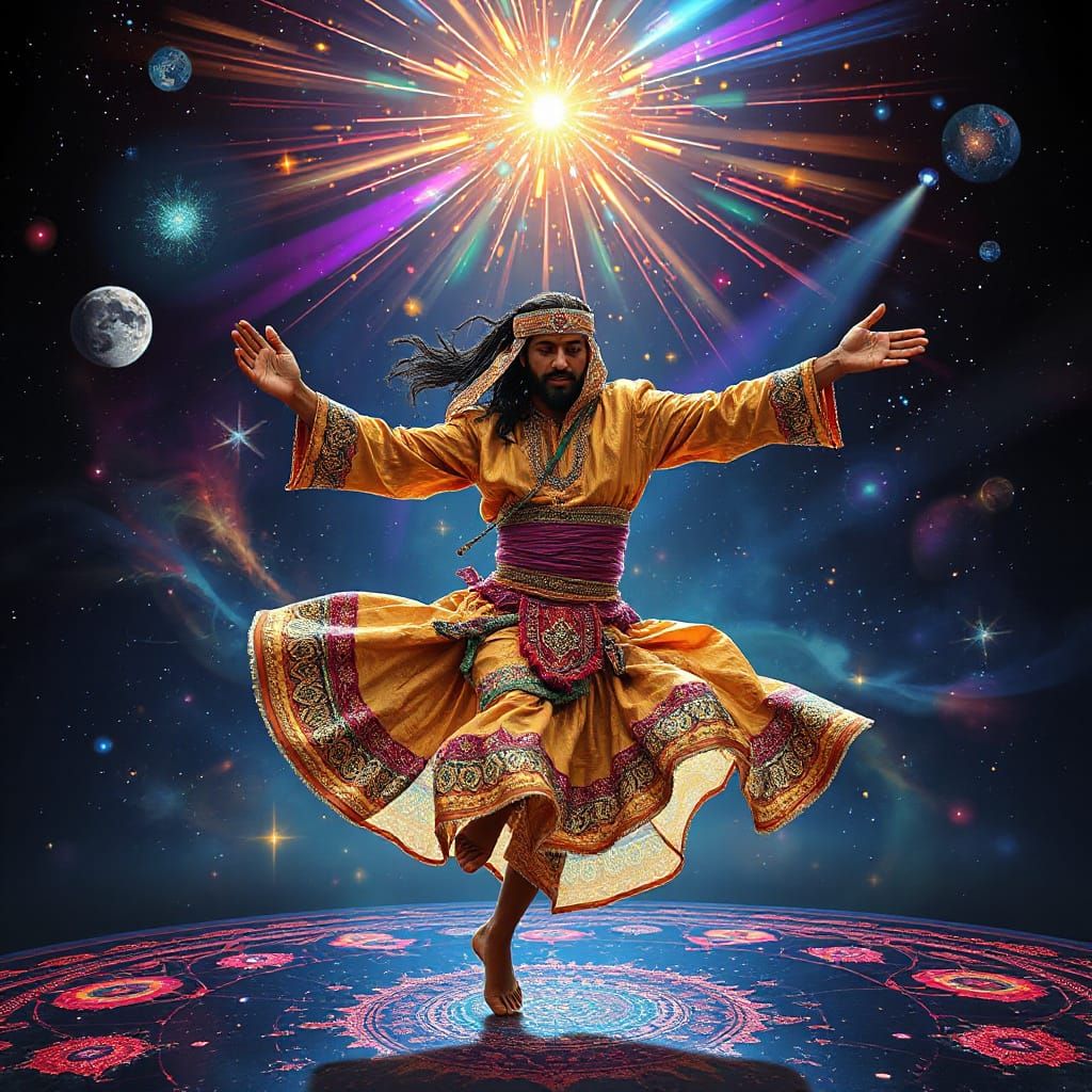 Surreal Whirling Dervish in Cosmic Astral Ritual