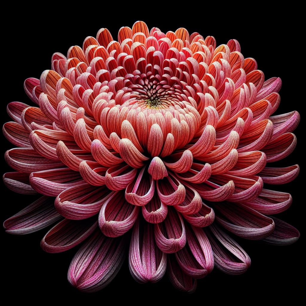 Macro Image of a Vibrant Chrysanthemum in Bloom