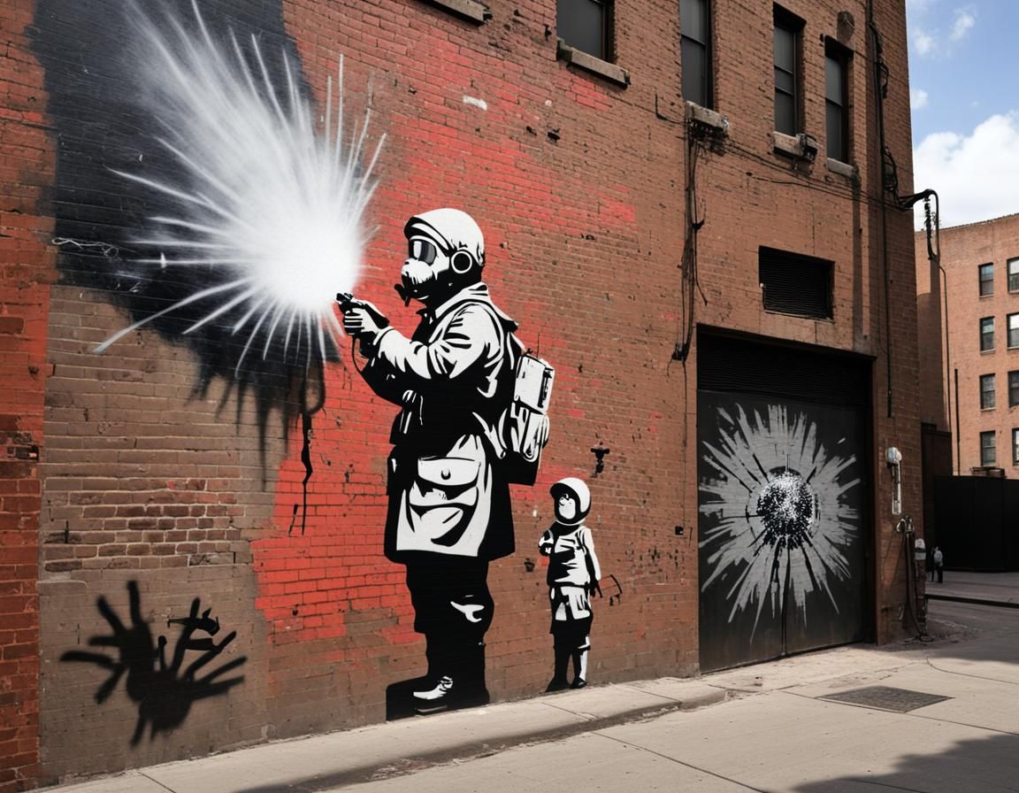 Banksy-Style Street Art Exposes Military Complex