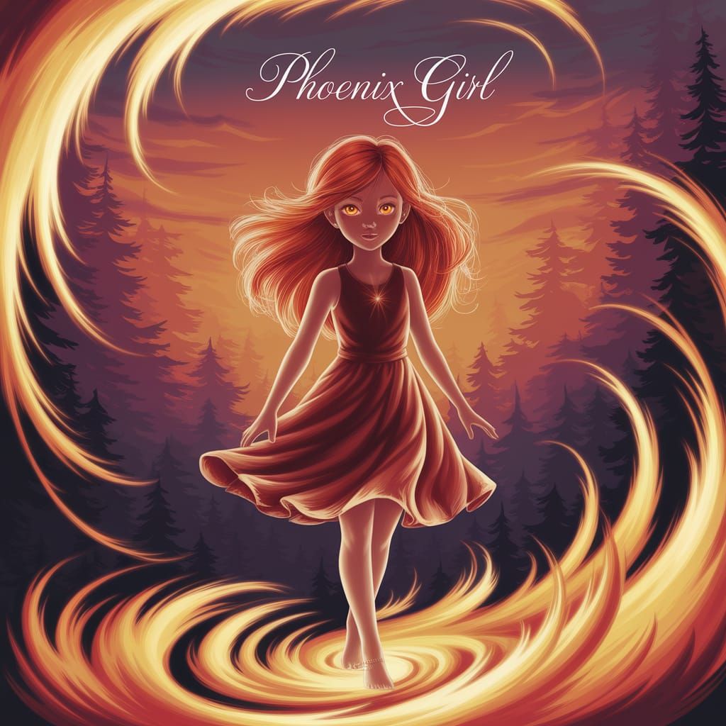 Mystical Phoenix Goddess Illuminated by Golden Flames