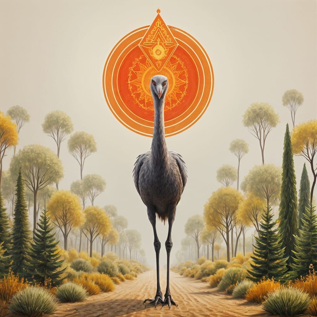 Sand Hill Crane impasto technique <lora:Sacred Geometry F:1....