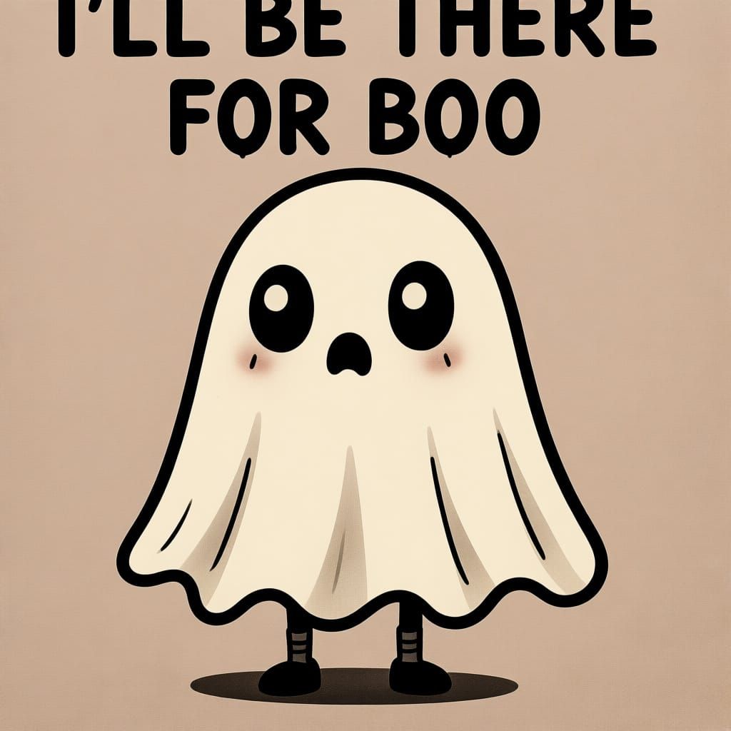Emo Goth Cartoon Ghost with "I'll be there for boo"