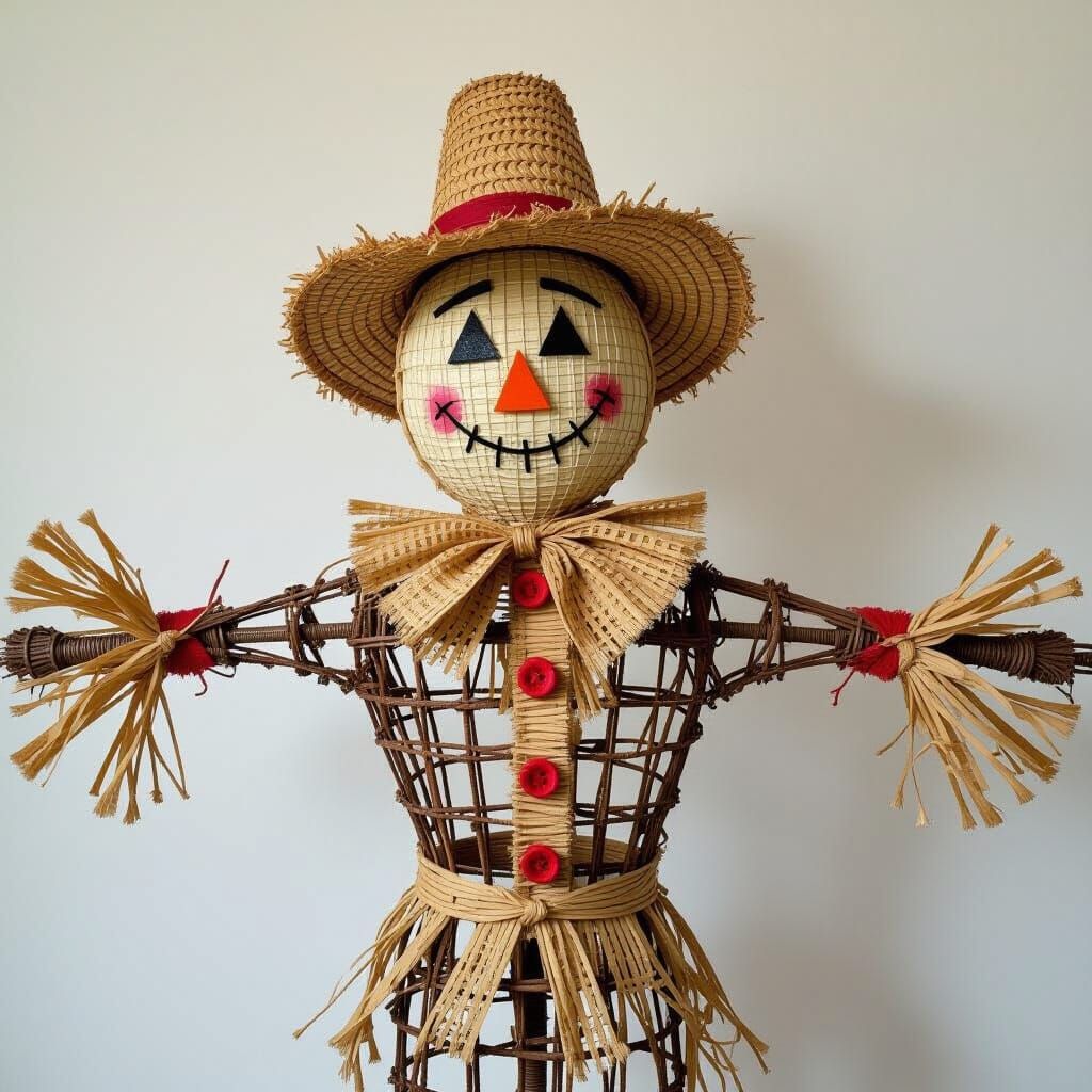 Wireframe Scarecrow in Field