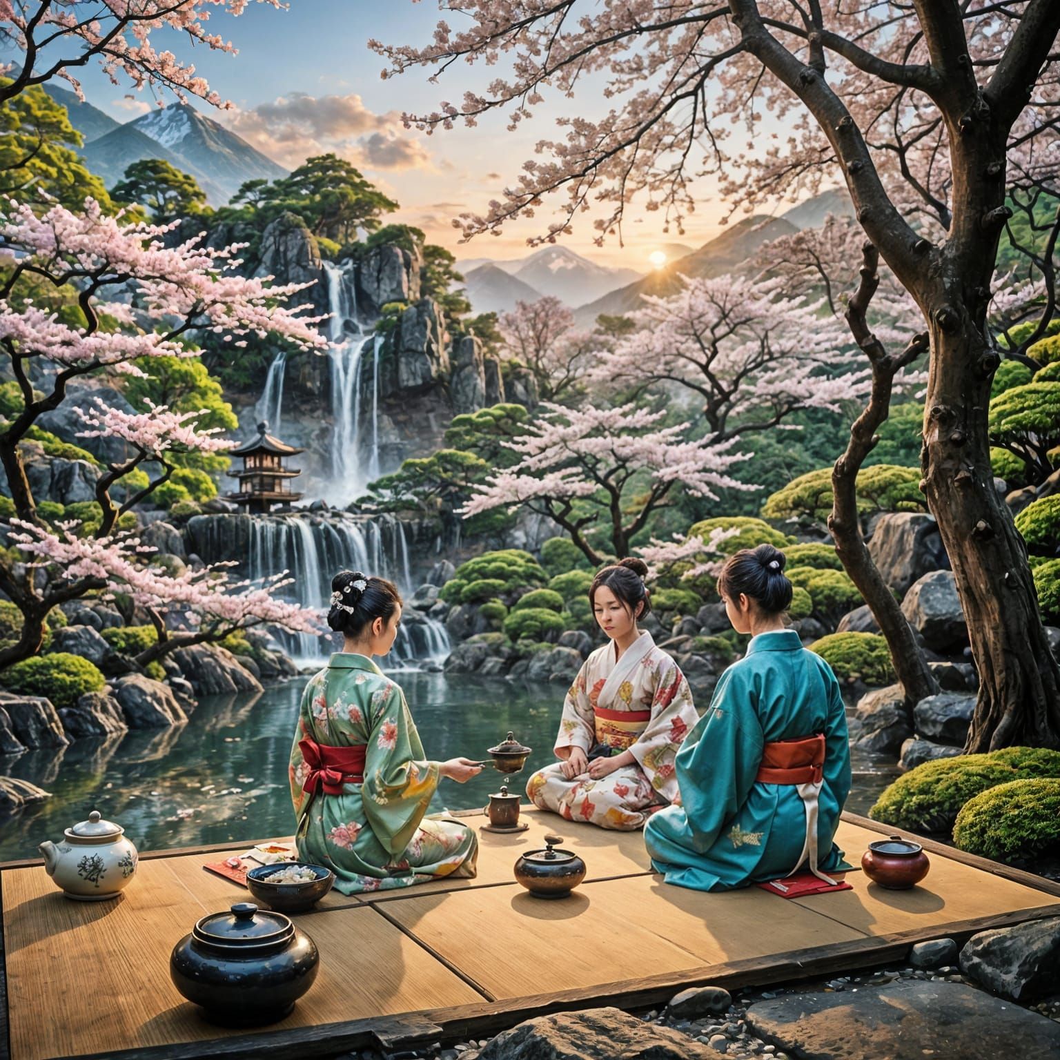 Japanese Tea Ceremony in Dreamlike Garden
