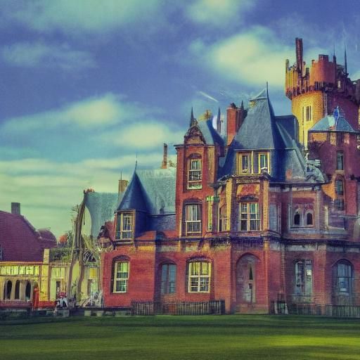 Surreal Domino Castle Mirrored on English Lawn