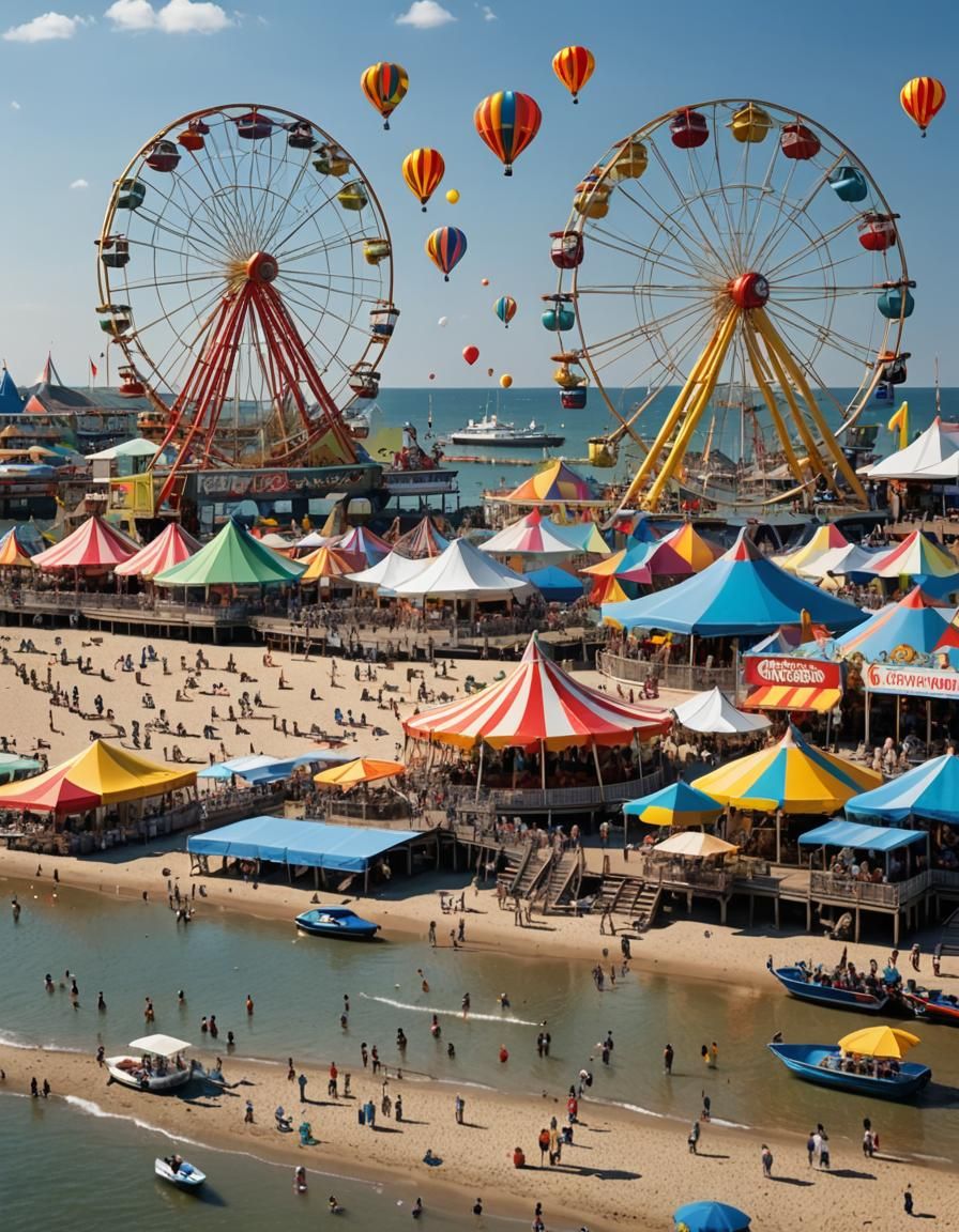 Carnival on a Pier in Beautiful Weather
