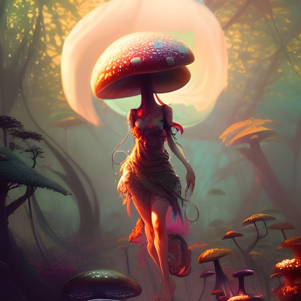 Mushroom Goddess in a Magic Realm