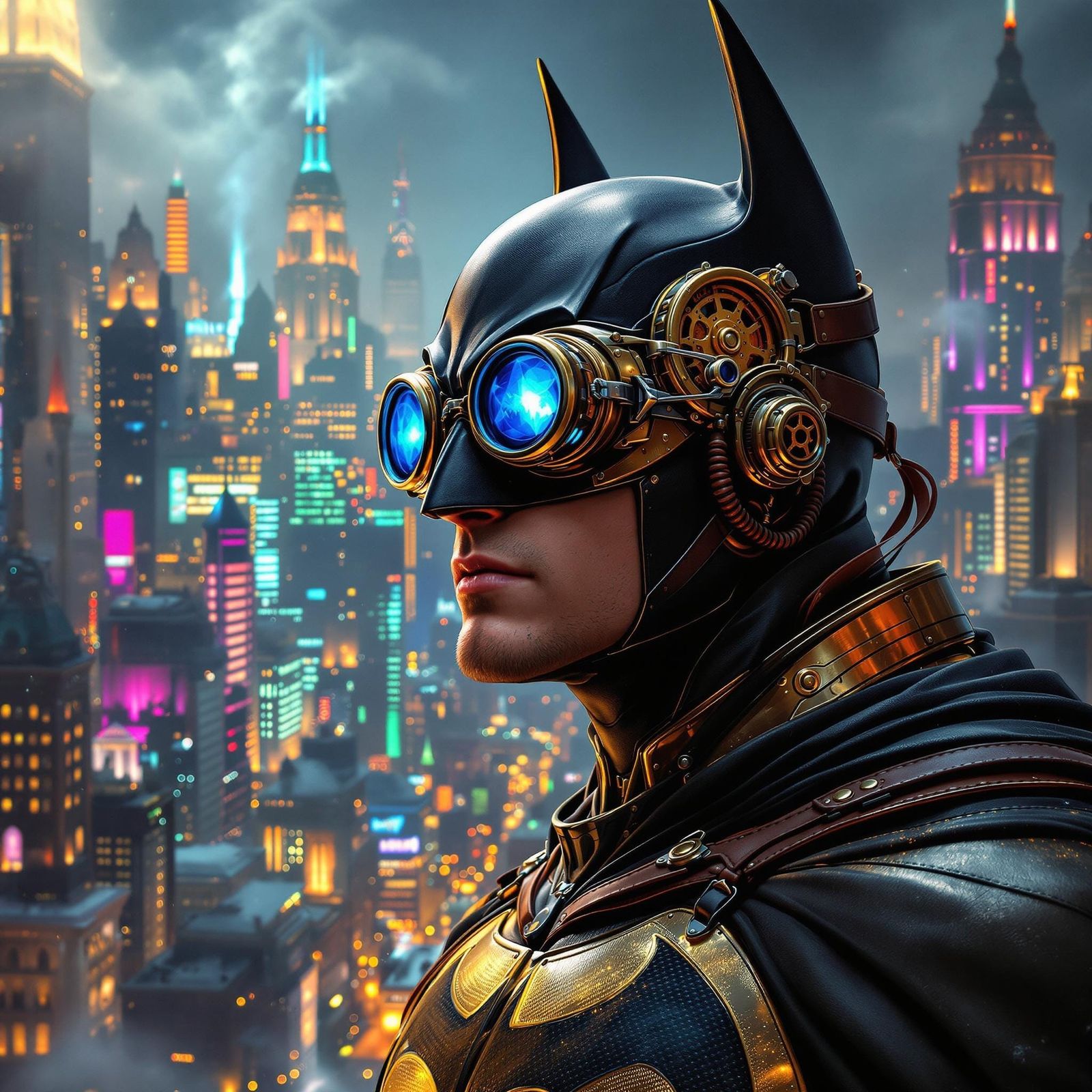 Steampunk Batman Watches Gotham in Hyper-Realistic Detail