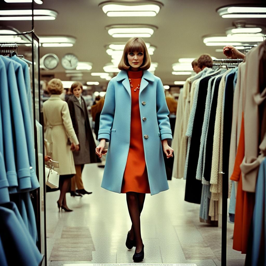 1960s Girl Shopping in London, Cinematic Photo