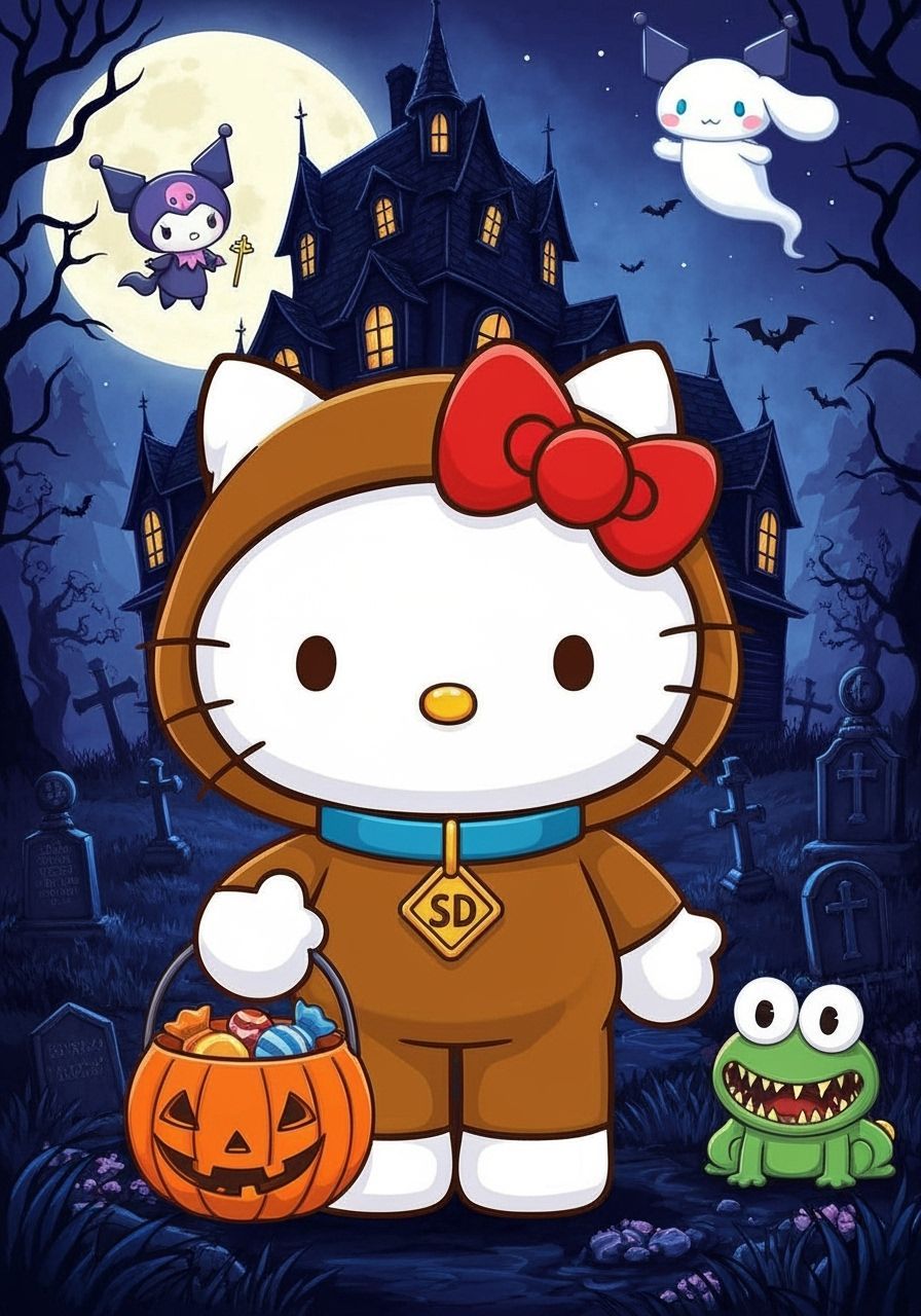 Hello Kitty Scooby Doo Halloween Costume with Haunted House