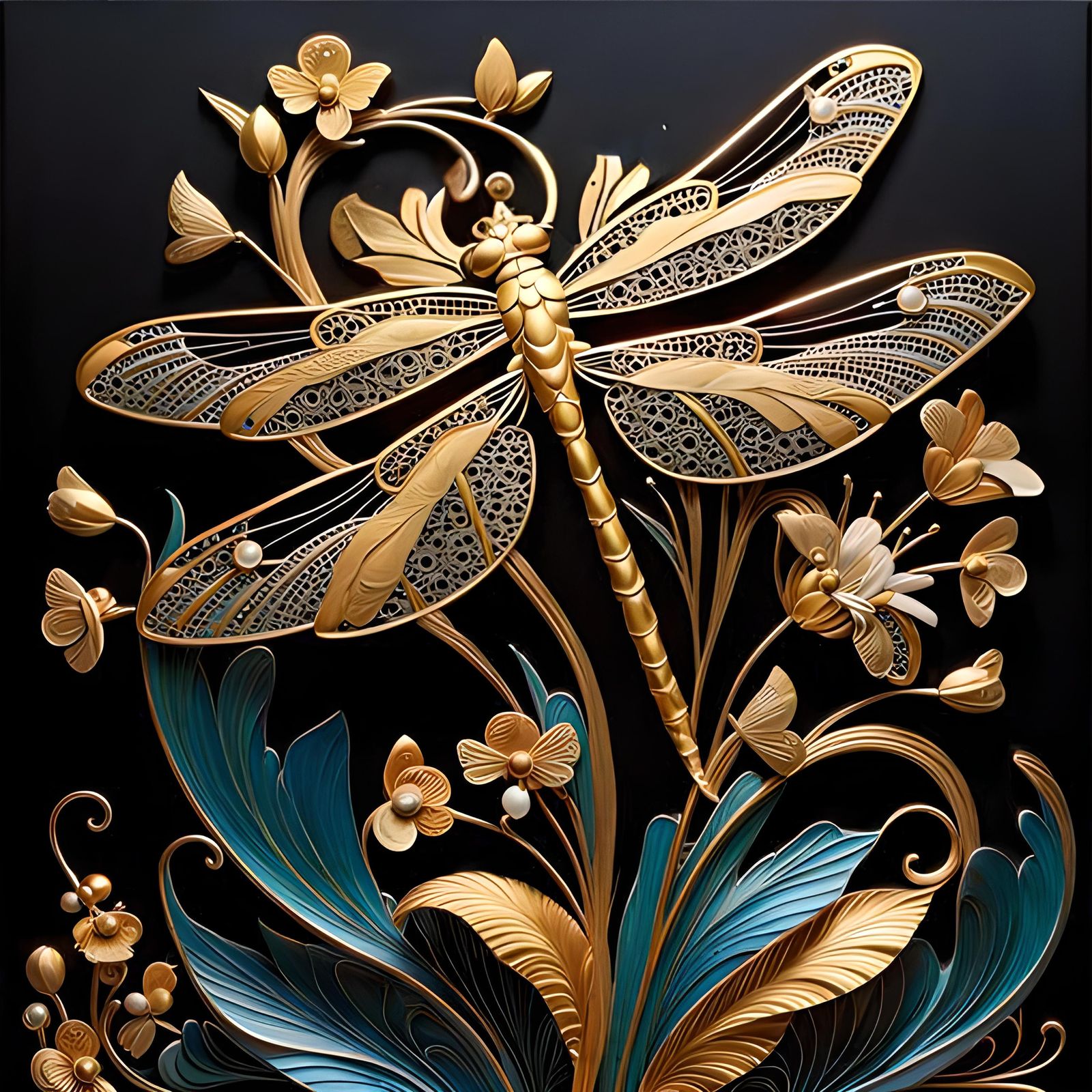 3D Gold Dragonfly