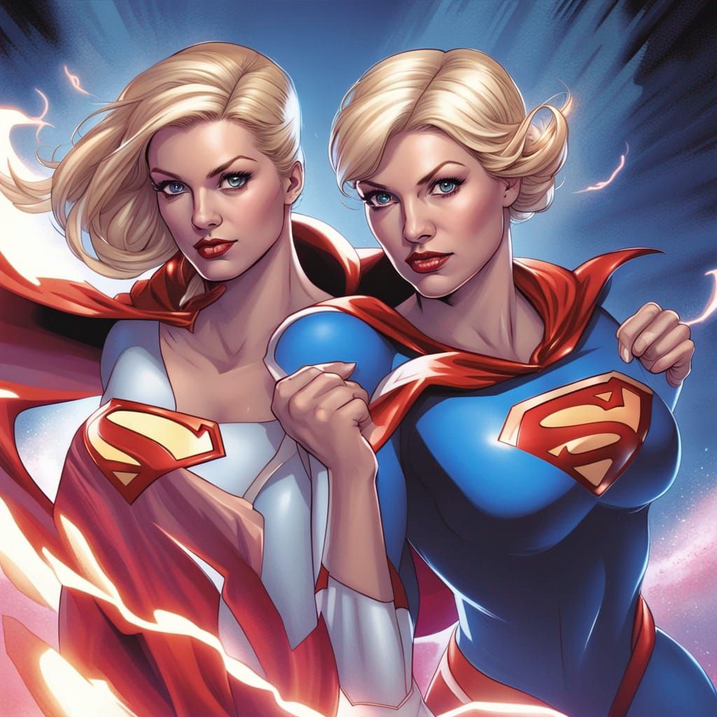 Supergirl and Powergirl: Comic Book Art