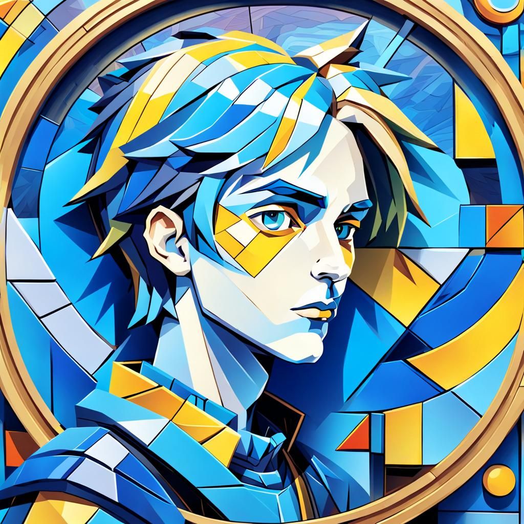 Cubist Portrait of Argus in Art Deco Style