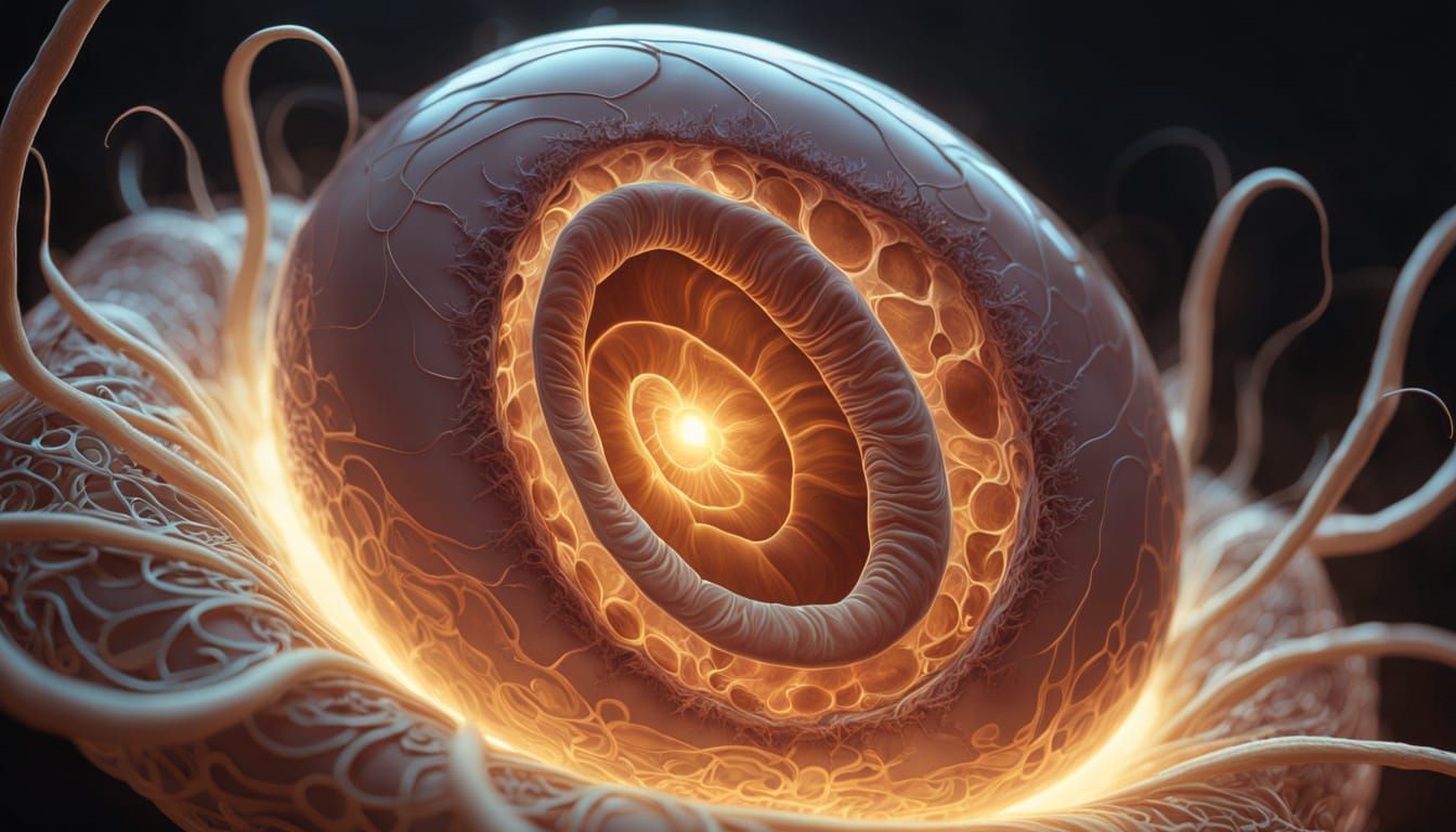 Glowing Ovum in a Dreamlike Womb