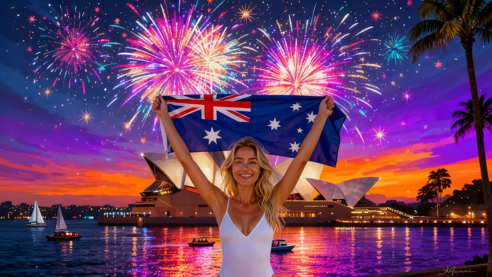 Woman Posing Before Sydney Opera House