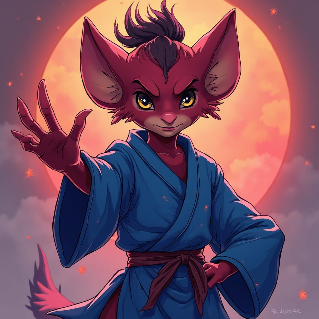 Majestic Kobold Warrior in Vibrant Blue Attire