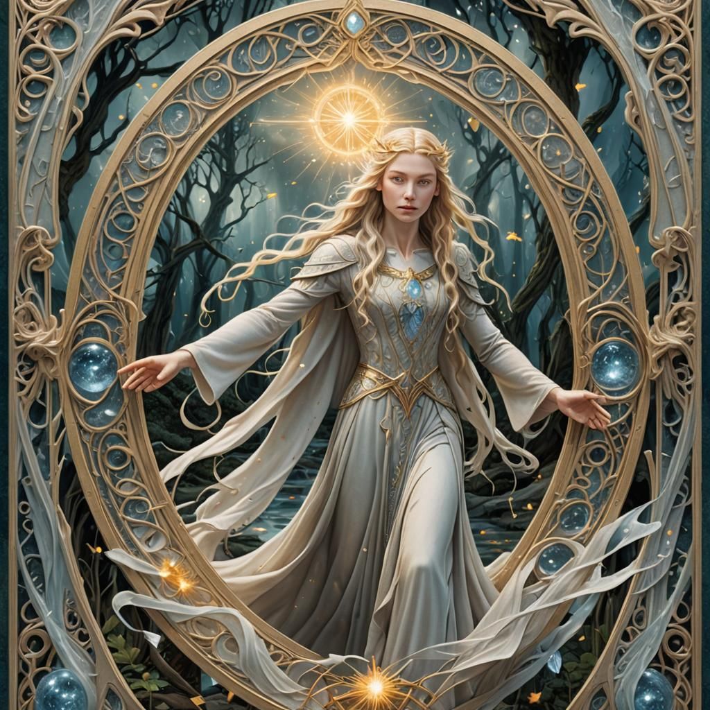 Galadriel Tarot Card in 3D Fantasy Style