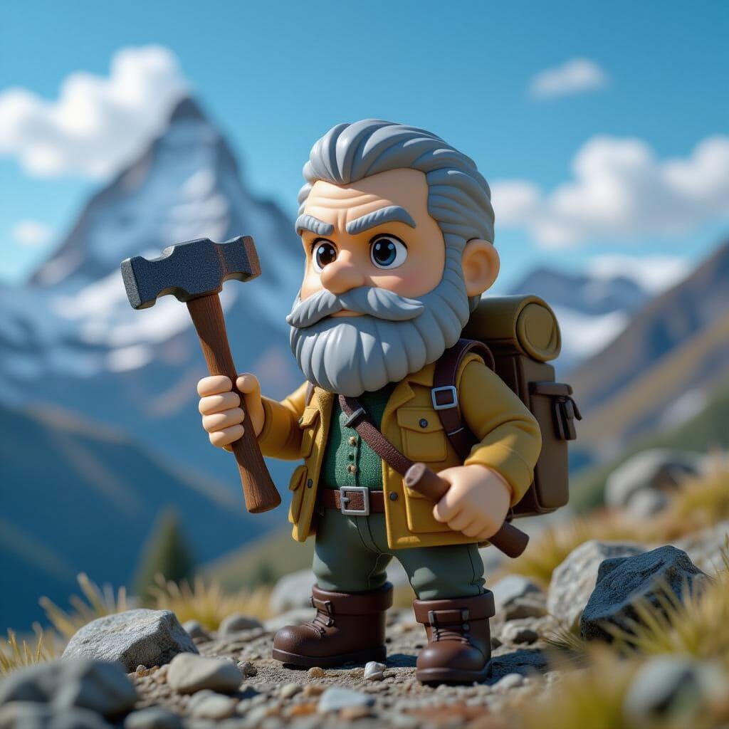 Geologist Collectible Figure in Italian Mountain Diorama
