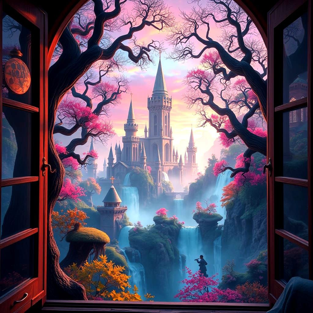 Whimsical World View Through a Fantastical Window