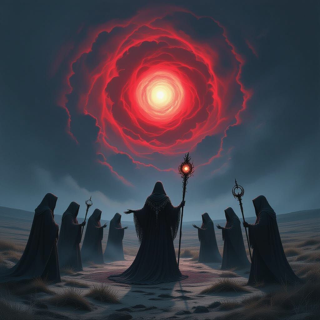 Gothic Witch Ritual Under Blood Moon