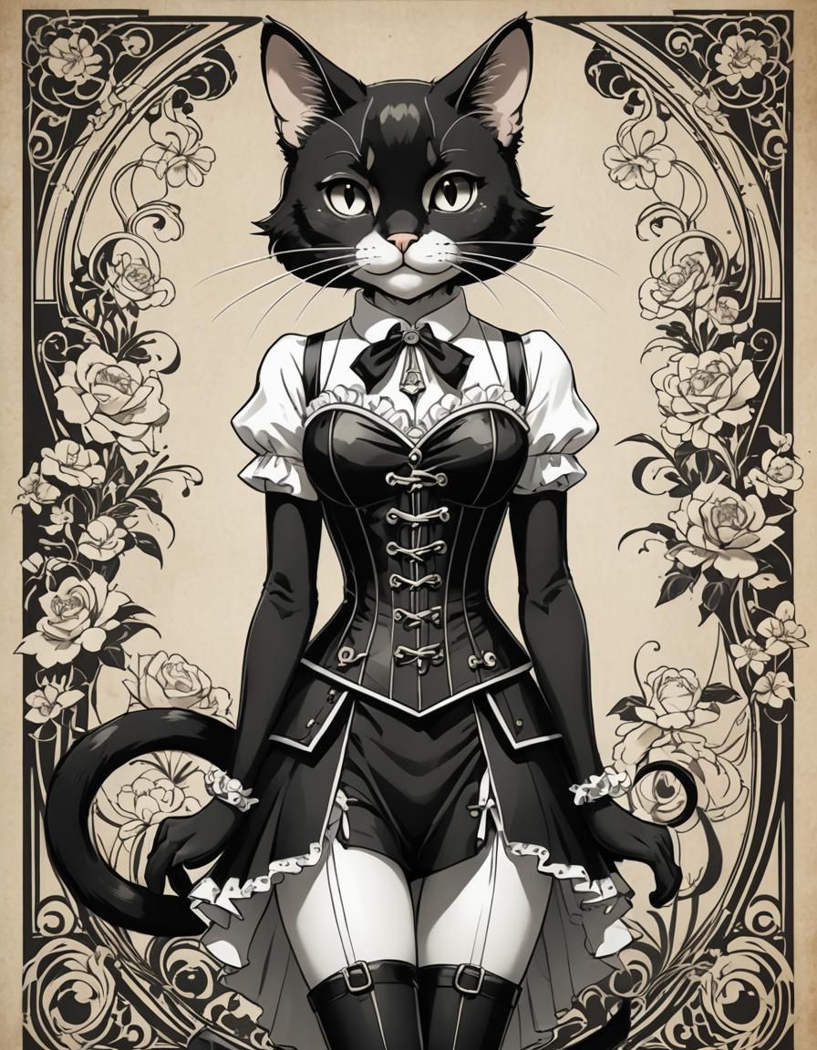 Art Deco Cat in 1920s Animation Style