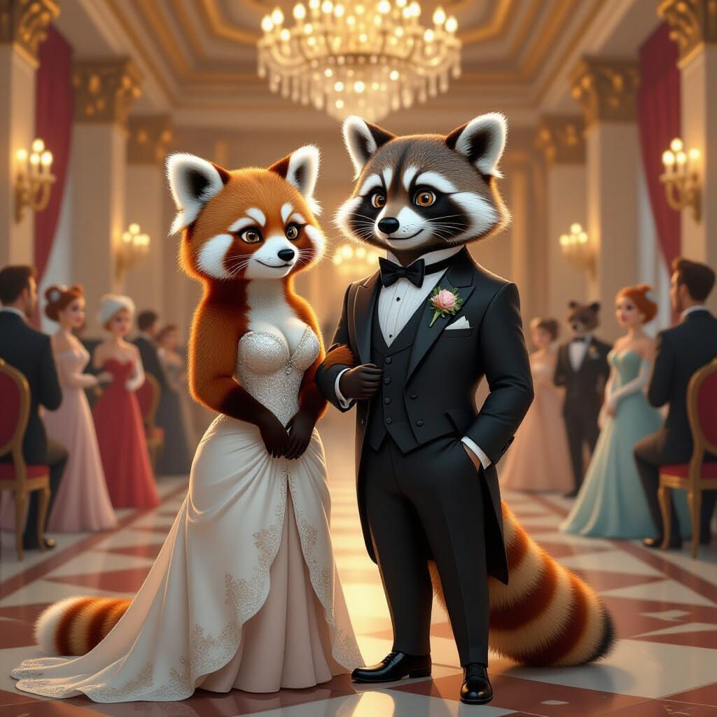 Elegant Animal Ball: Raccoon and Red Panda Date