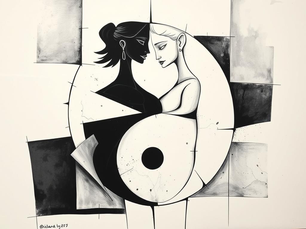 Cubist Yin Yang Art in Picasso Style