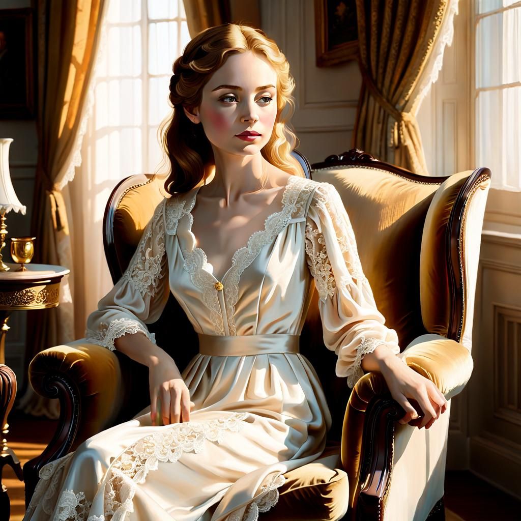 Renaissance Woman in Cozy English Apartment