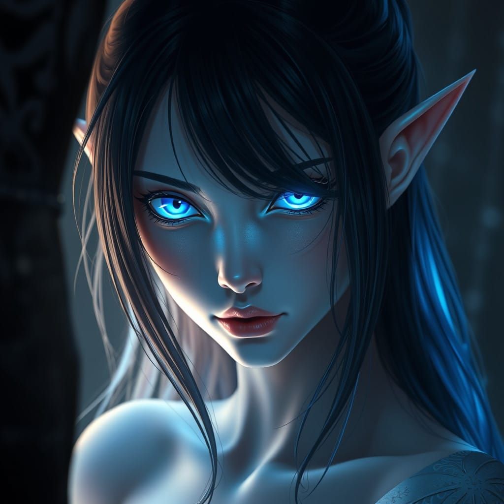 Mystical Elf Emerge from Shadows in Ethereal Glow