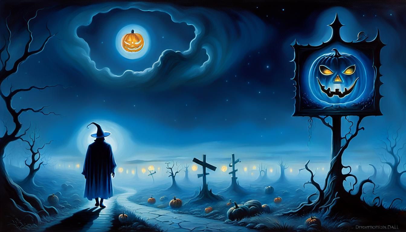 Surreal Alien Jack O'Lantern in a Mystical Realm