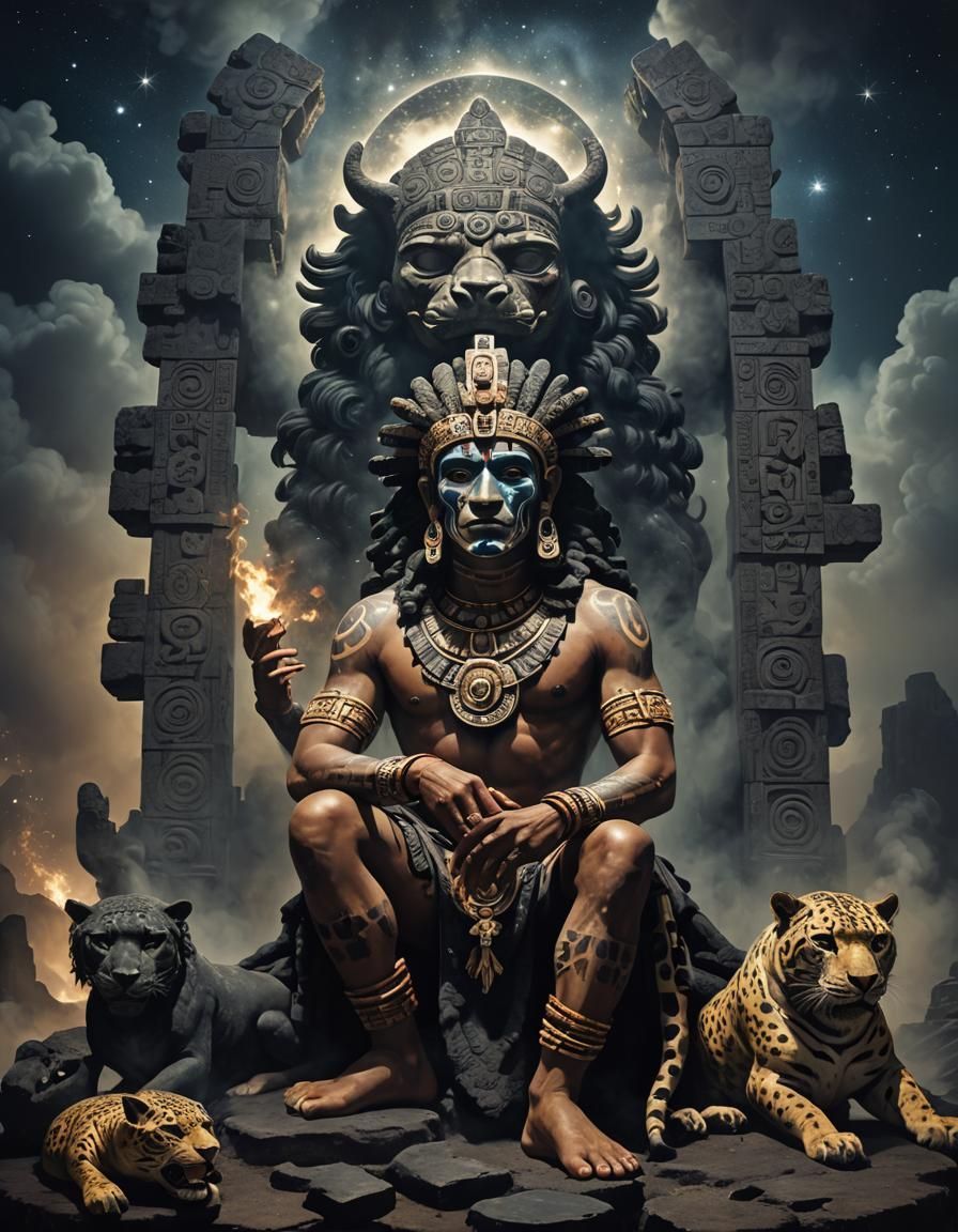 Young Aztec God Tezcatlipoca in Dark Fantasy Art