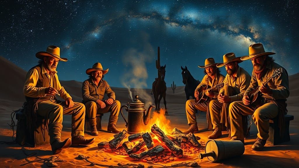 Cowboys at night