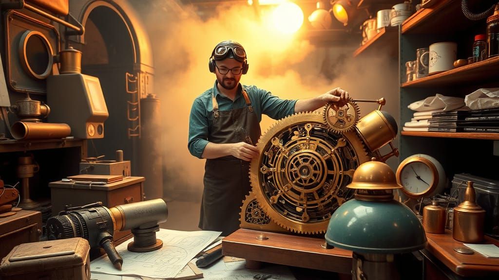 Inventor's Genius in a Steam-Filled Workshop