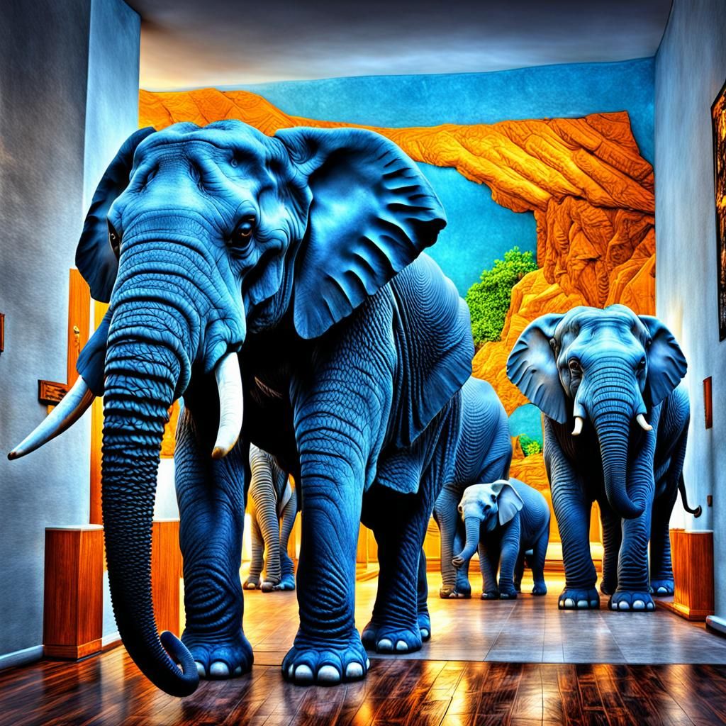 Intricate Room Scene Without Elephants, Hyperrealistic Rende...
