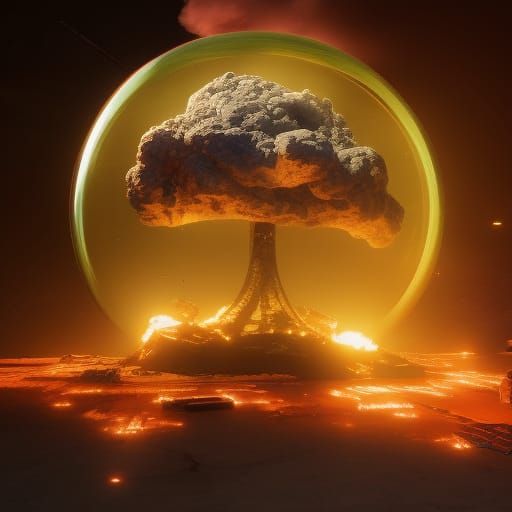 Apocalyptic Nuclear Explosion in Glass Case, Realistic 4K
