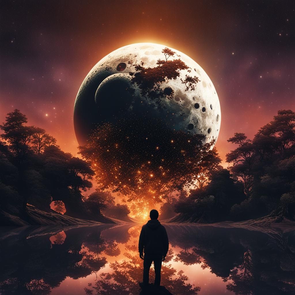 Broken Starry Silhouette in Enchanted Garden