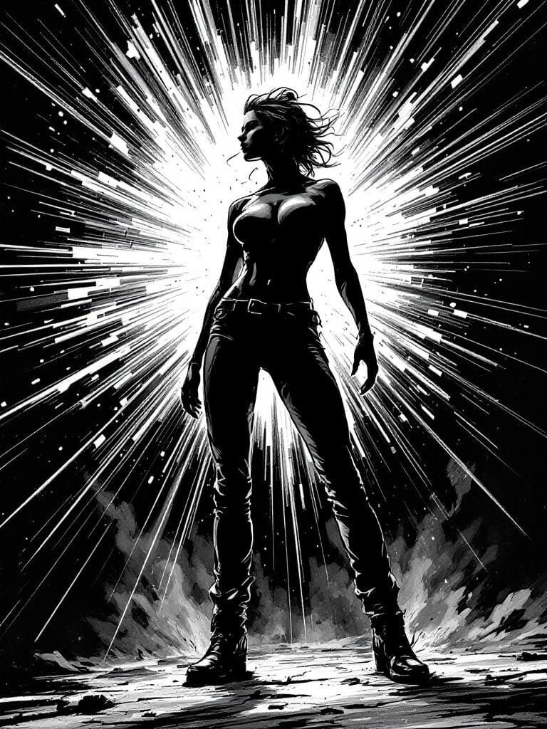 Dynamic Female Figure in Comic Book Style