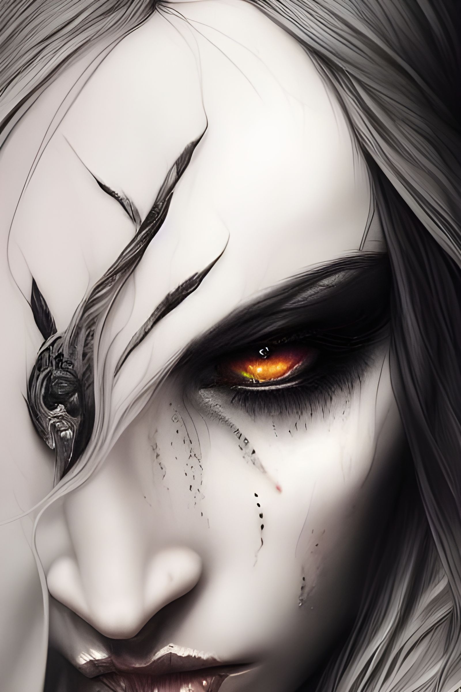 Tattooed Goddess Close-Up: Hyper-Detailed Digital Art