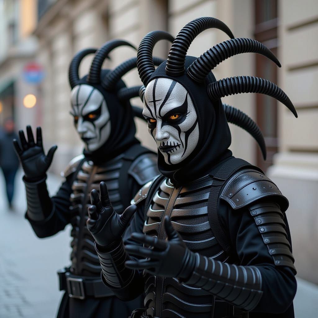 Warrior Mimes in the Style of HR Giger