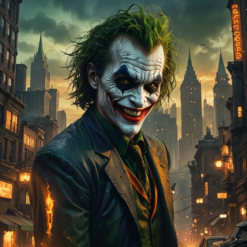 Maniacal Joker Grin in Gotham: Fantasy Concept Art