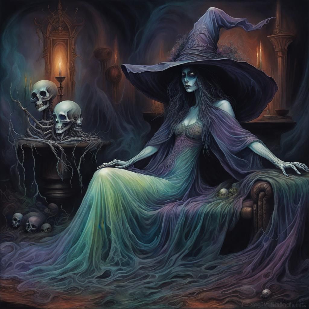Surreal Eerie Witch with Undead Aura