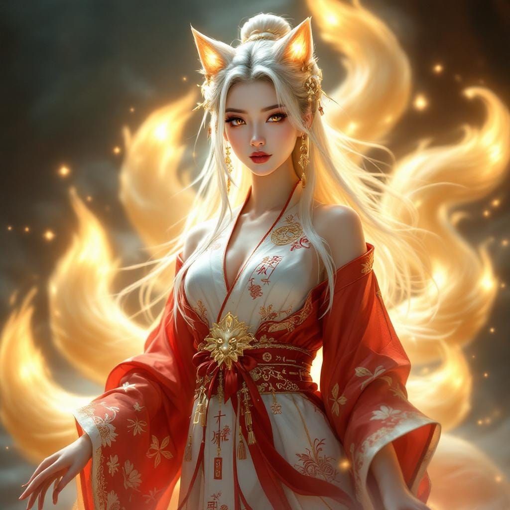 Daji: Alluring Nine-Tailed Fox Spirit in 3D Anime Style