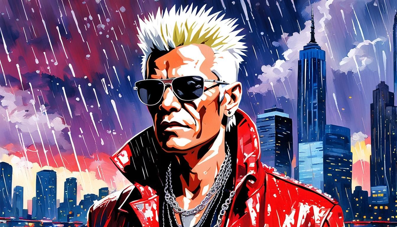 Billy Idol in Acrylic Paint Drip Style