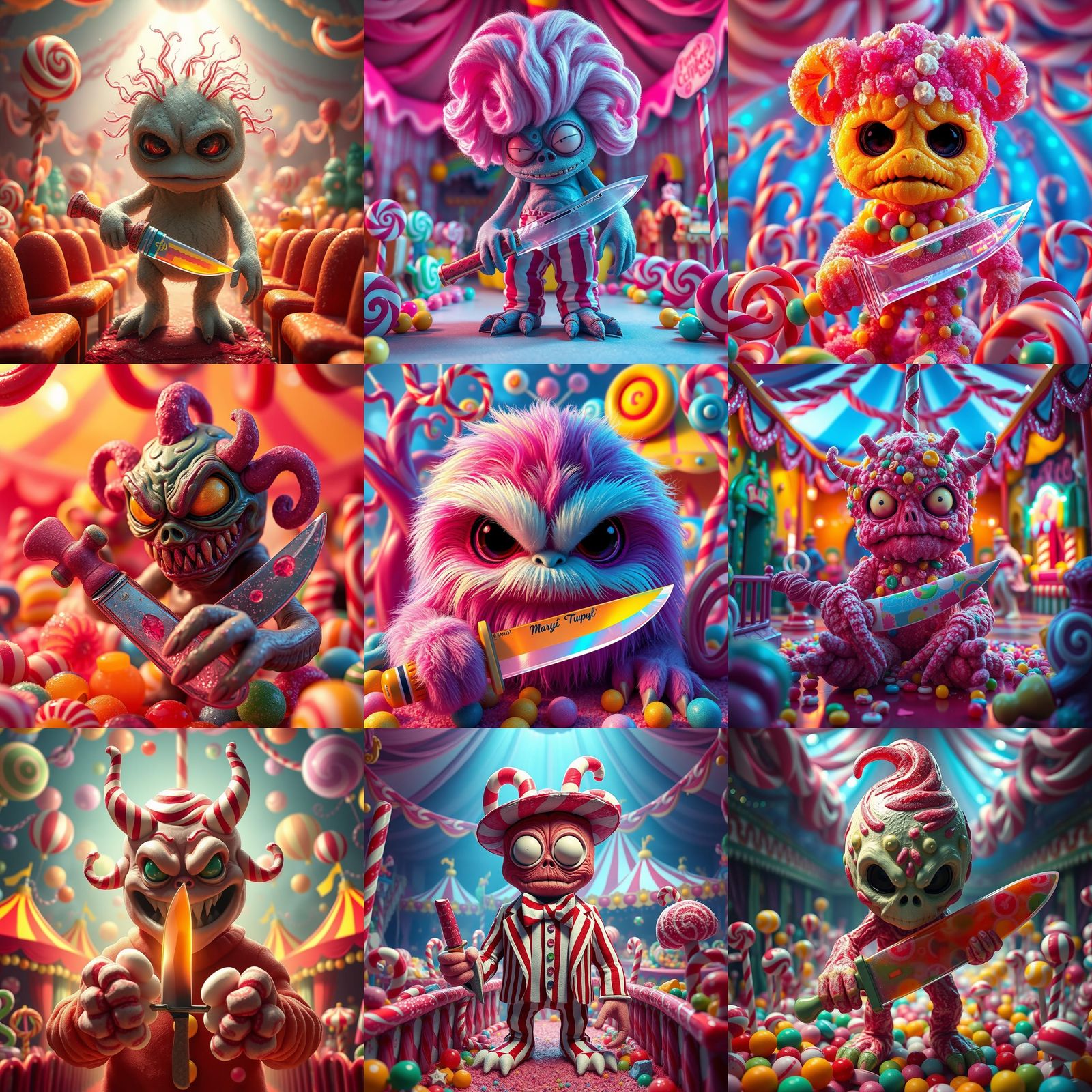 Sad Candy Monster in Whimsical Candyland Circus