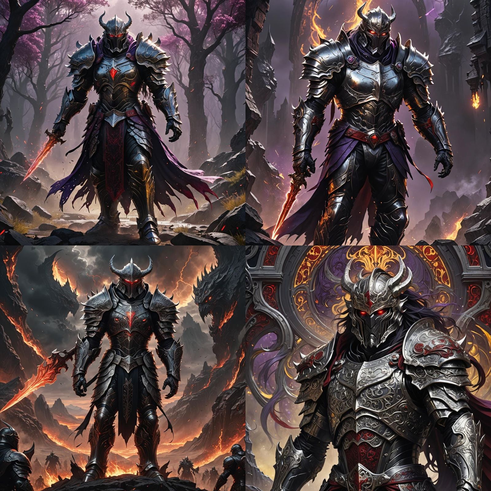 Epic War God in Silver Armor, Digital Art